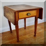 F86. Drop leaf one drawer side table. 29”h x 21”w x 16”d - $48 